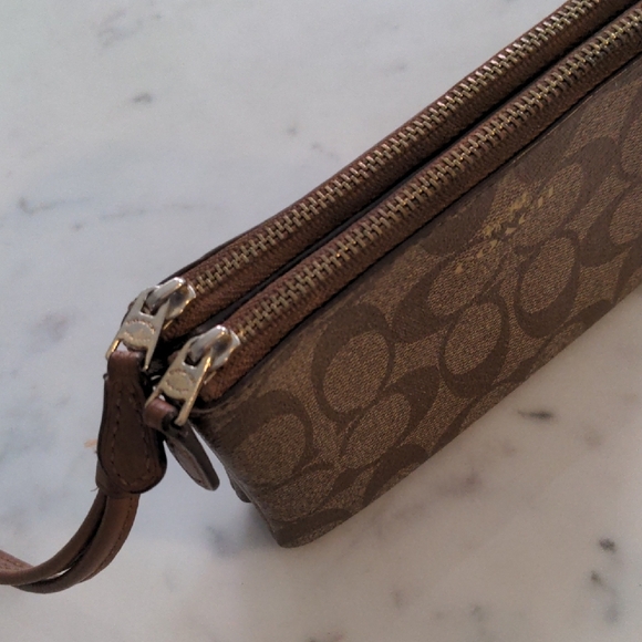 Coach Signature Brown Wristlet - Picture 6 of 13